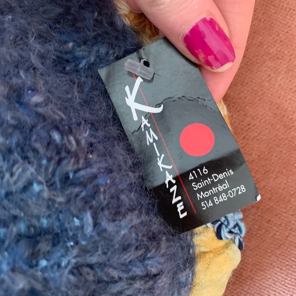 Patchwork Beret Hat - blue & gold - handmade - Picture 3 of 5